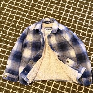 Youth Boys Old Navy Blue and White Sherpa-Lined Jacket XS(5)